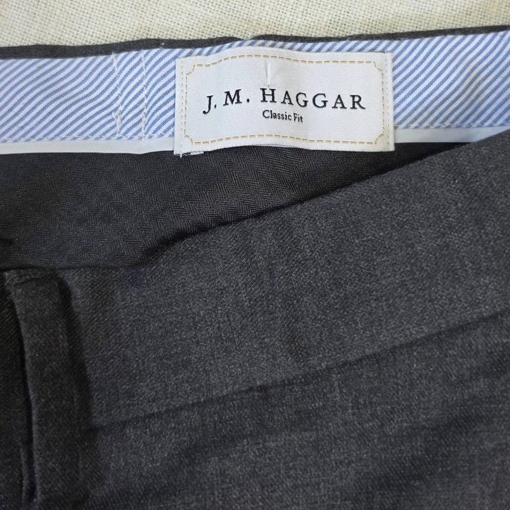J.M. Haggar Mens Classic Fit Dress Pants Charcoal Gray 38x29 HD00885 Flat Front